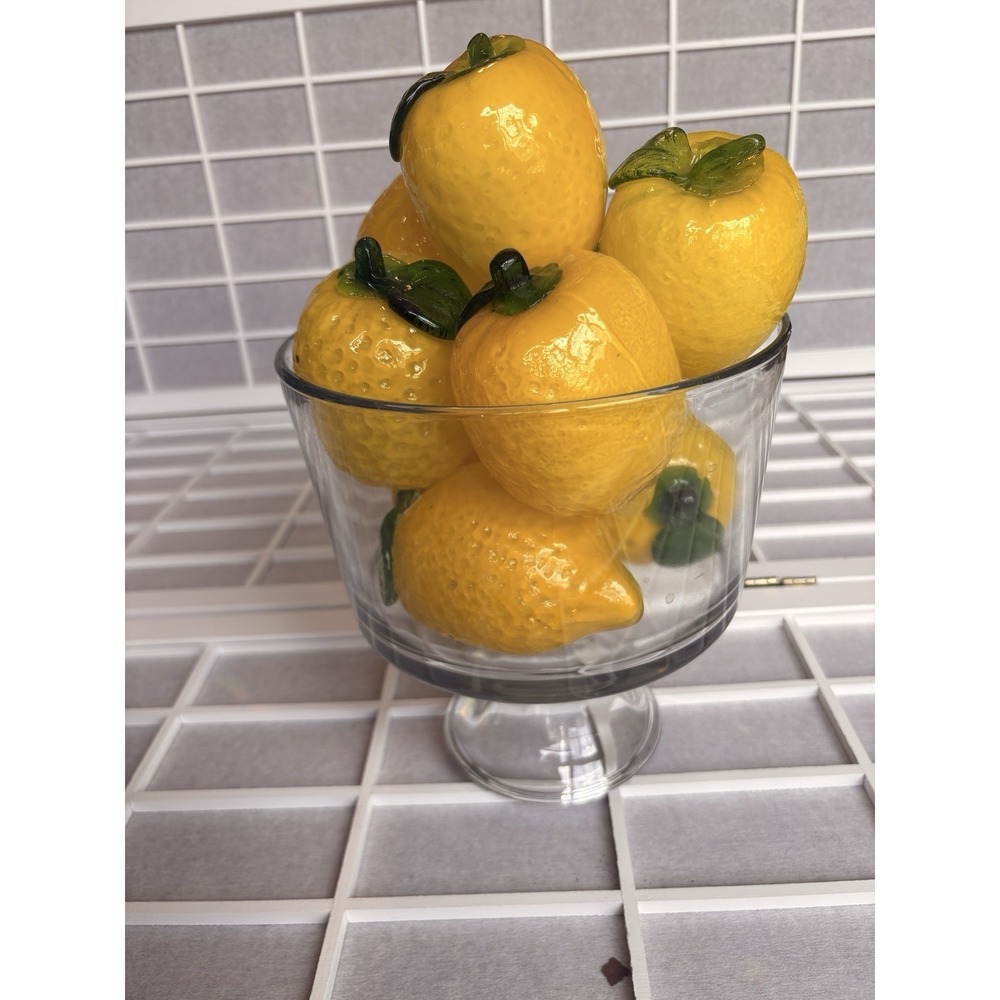 8 Vintage Murano Style Hand Blown Art Glass Fruit Lemons 🍋 5 Inches